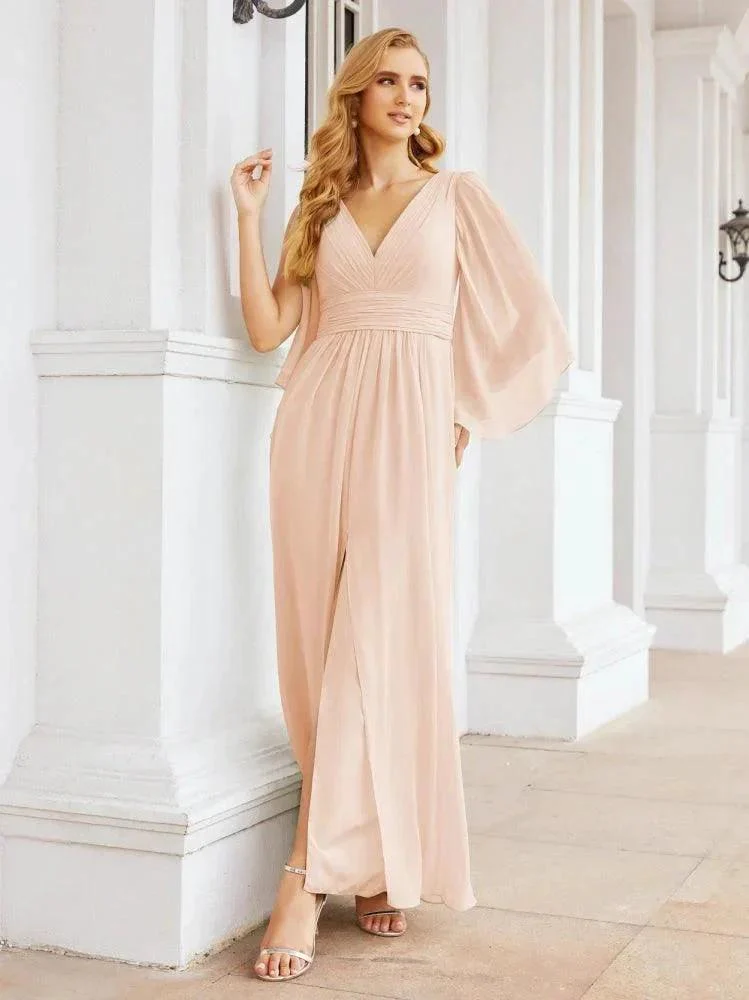 Numbersea Bridesmaid Dresses with Split for Wedding Party Flutter Sleeves 28045 - Image 22