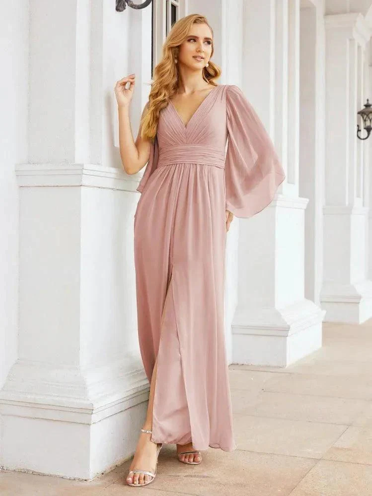 Numbersea Bridesmaid Dresses with Split for Wedding Party Flutter Sleeves 28045 - Image 25