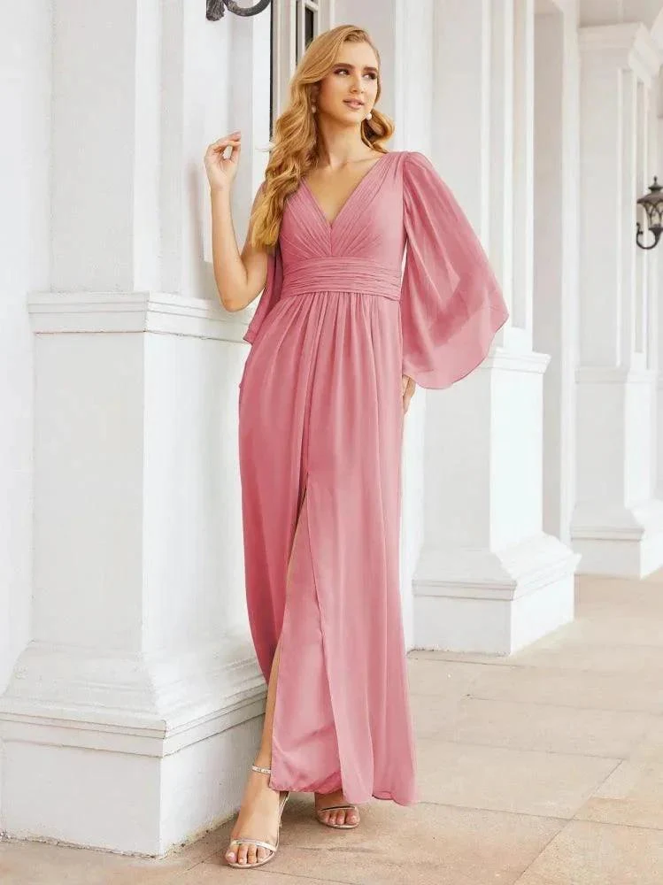 Numbersea Bridesmaid Dresses with Split for Wedding Party Flutter Sleeves 28045 - Image 31