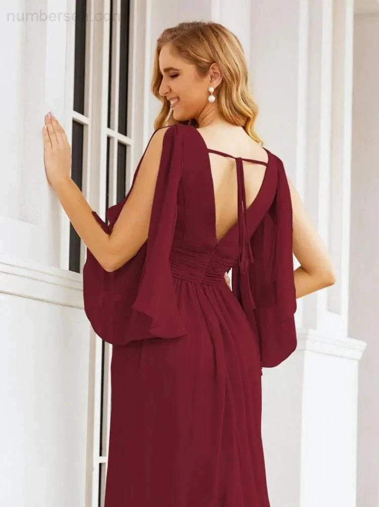 Numbersea Bridesmaid Dresses with Split for Wedding Party Flutter Sleeves 28045 - Image 35