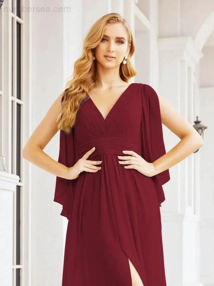 Numbersea Bridesmaid Dresses with Split for Wedding Party Flutter Sleeves 28045 - Image 36