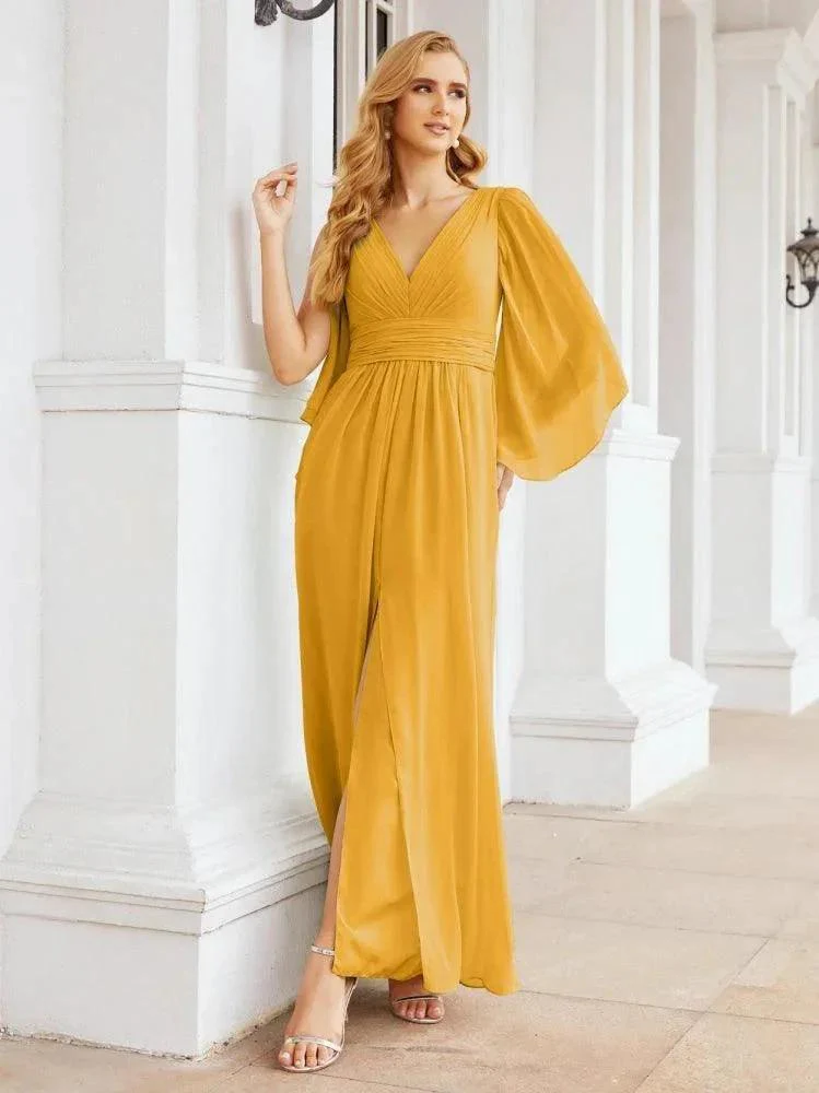 Numbersea Bridesmaid Dresses with Split for Wedding Party Flutter Sleeves 28045 - Image 4