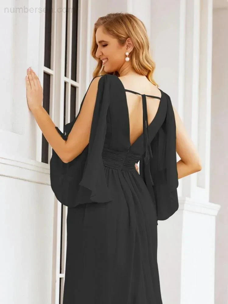 Numbersea Bridesmaid Dresses with Split for Wedding Party Flutter Sleeves 28045 - Image 44