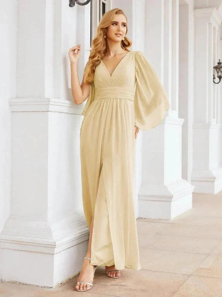 Numbersea Bridesmaid Dresses with Split for Wedding Party Flutter Sleeves 28045 - Image 46