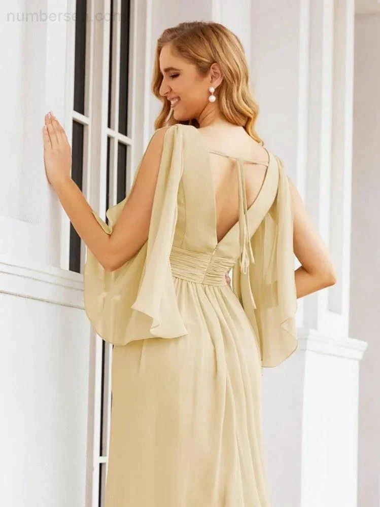 Numbersea Bridesmaid Dresses with Split for Wedding Party Flutter Sleeves 28045 - Image 47