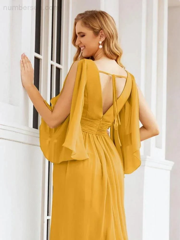 Numbersea Bridesmaid Dresses with Split for Wedding Party Flutter Sleeves 28045 - Image 5