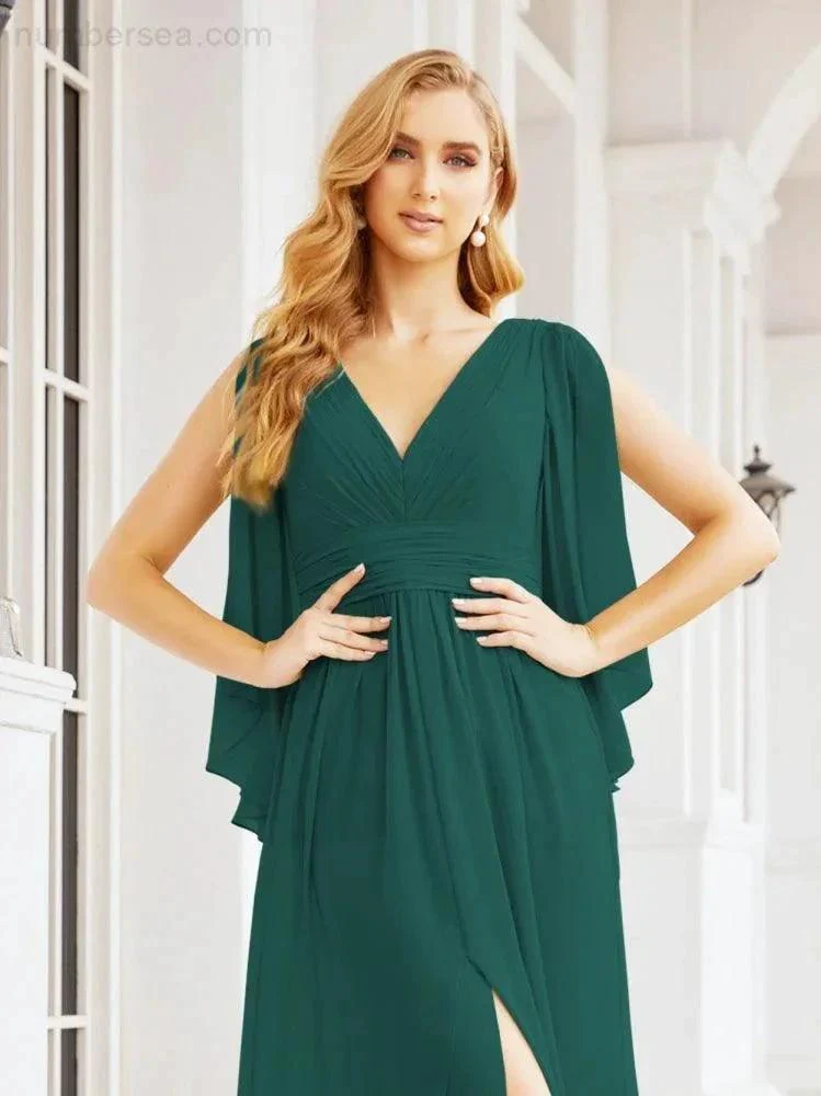 Numbersea Bridesmaid Dresses with Split for Wedding Party Flutter Sleeves 28045 - Image 51