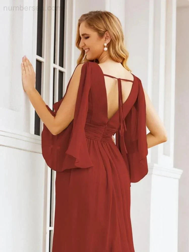 Numbersea Bridesmaid Dresses with Split for Wedding Party Flutter Sleeves 28045 - Image 56