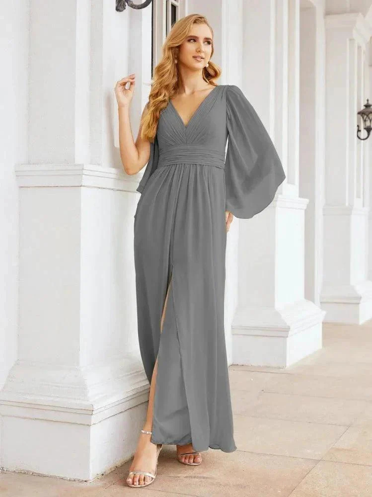 Numbersea Bridesmaid Dresses with Split for Wedding Party Flutter Sleeves 28045 - Image 58