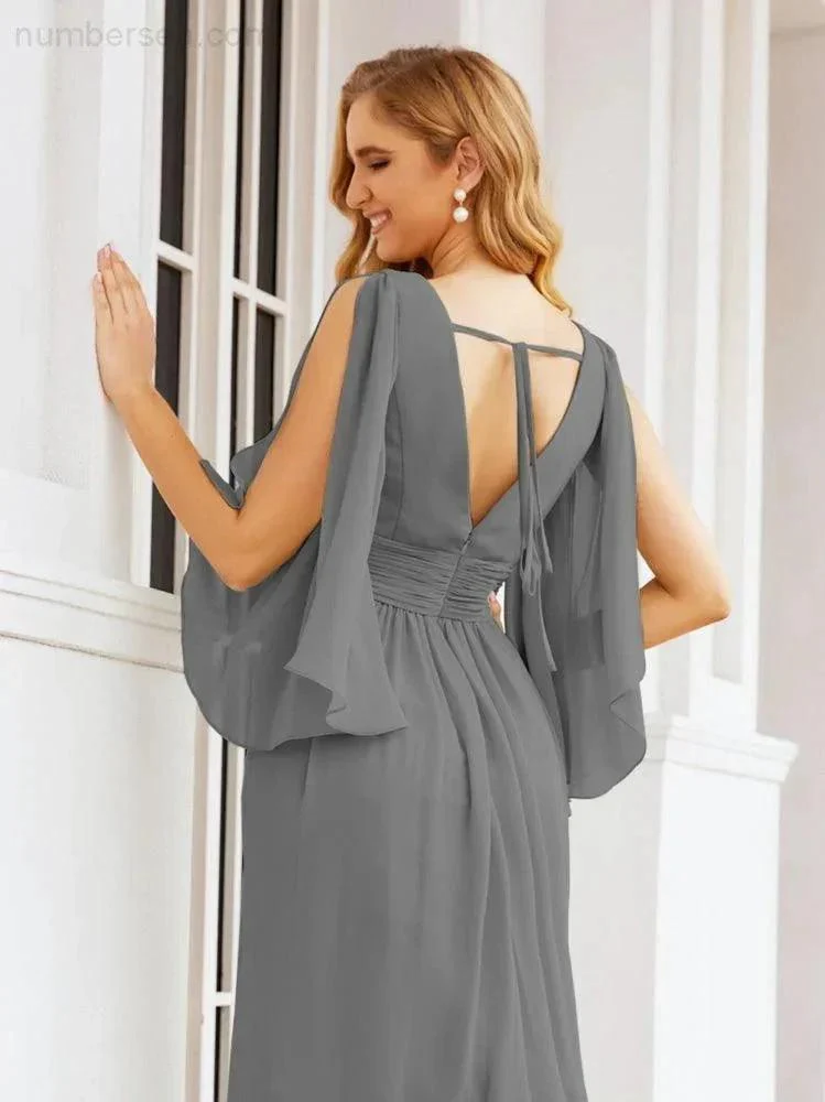 Numbersea Bridesmaid Dresses with Split for Wedding Party Flutter Sleeves 28045 - Image 59