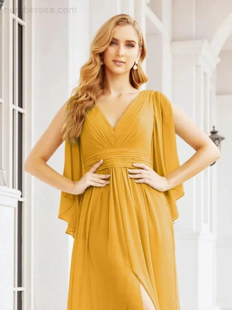 Numbersea Bridesmaid Dresses with Split for Wedding Party Flutter Sleeves 28045 - Image 6