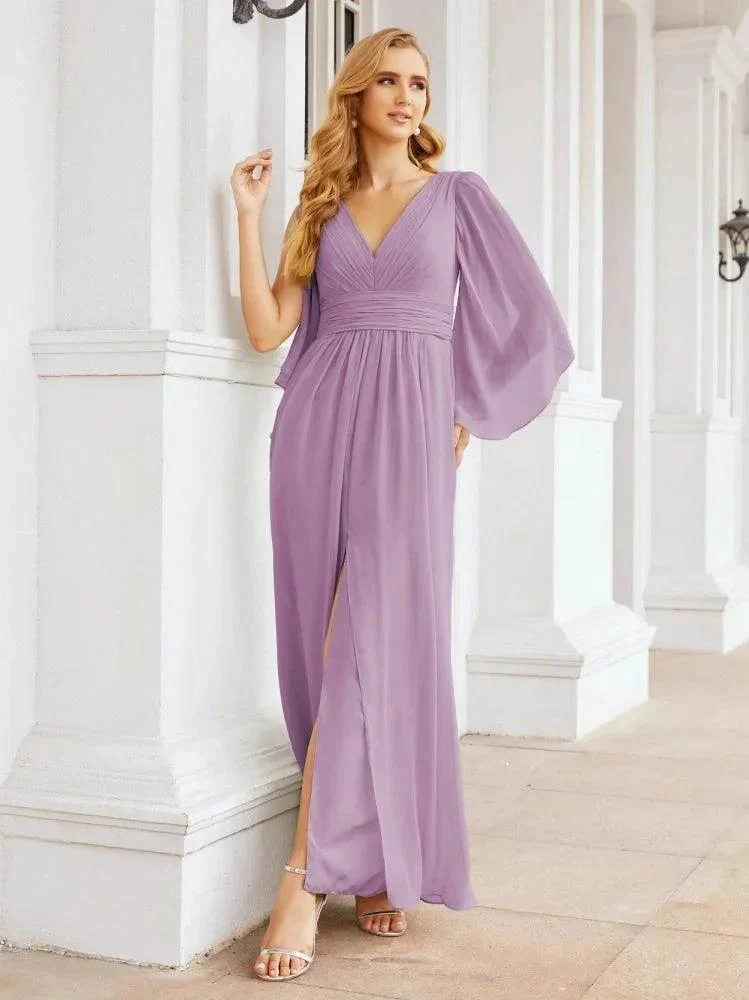 Numbersea Bridesmaid Dresses with Split for Wedding Party Flutter Sleeves 28045 - Image 61