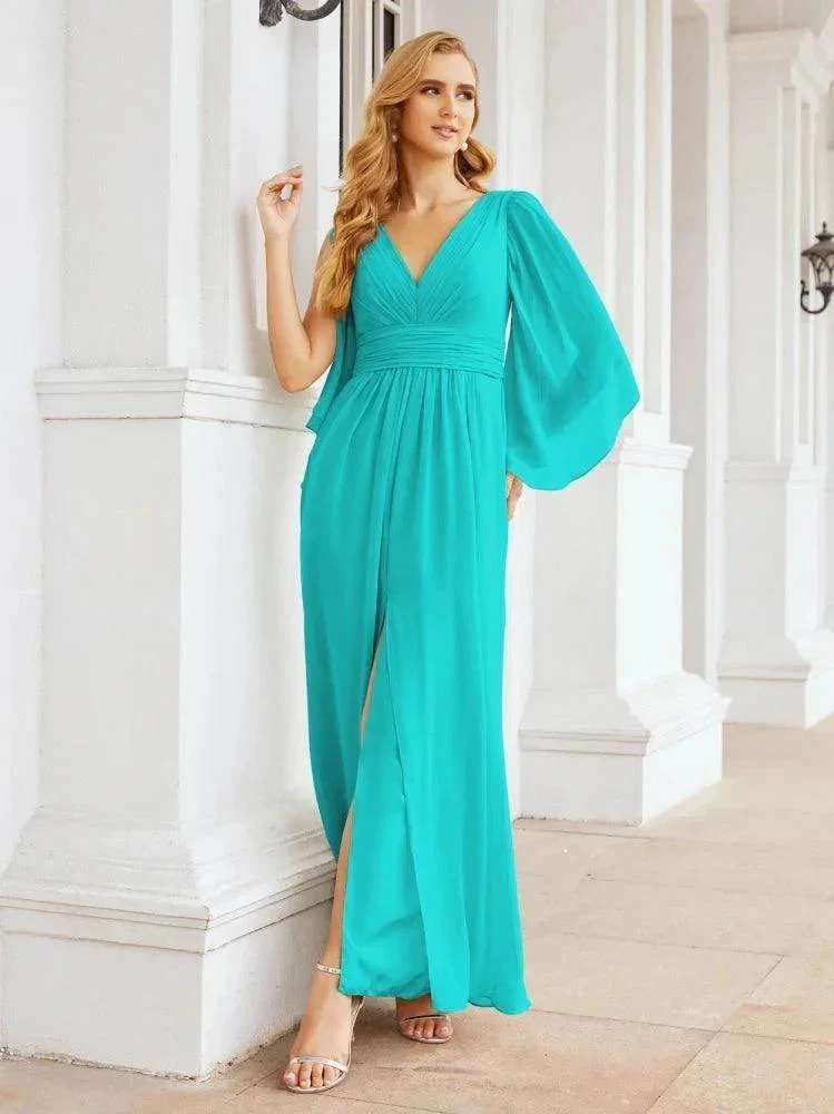 Numbersea Bridesmaid Dresses with Split for Wedding Party Flutter Sleeves 28045 - Image 67