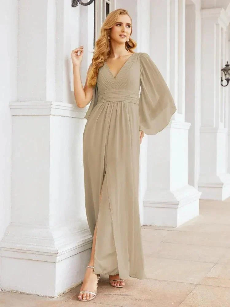 Numbersea Bridesmaid Dresses with Split for Wedding Party Flutter Sleeves 28045 - Image 70