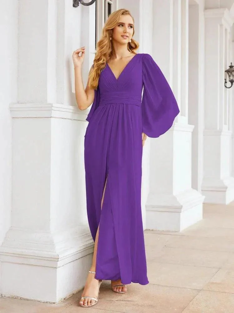 Numbersea Bridesmaid Dresses with Split for Wedding Party Flutter Sleeves 28045 - Image 82