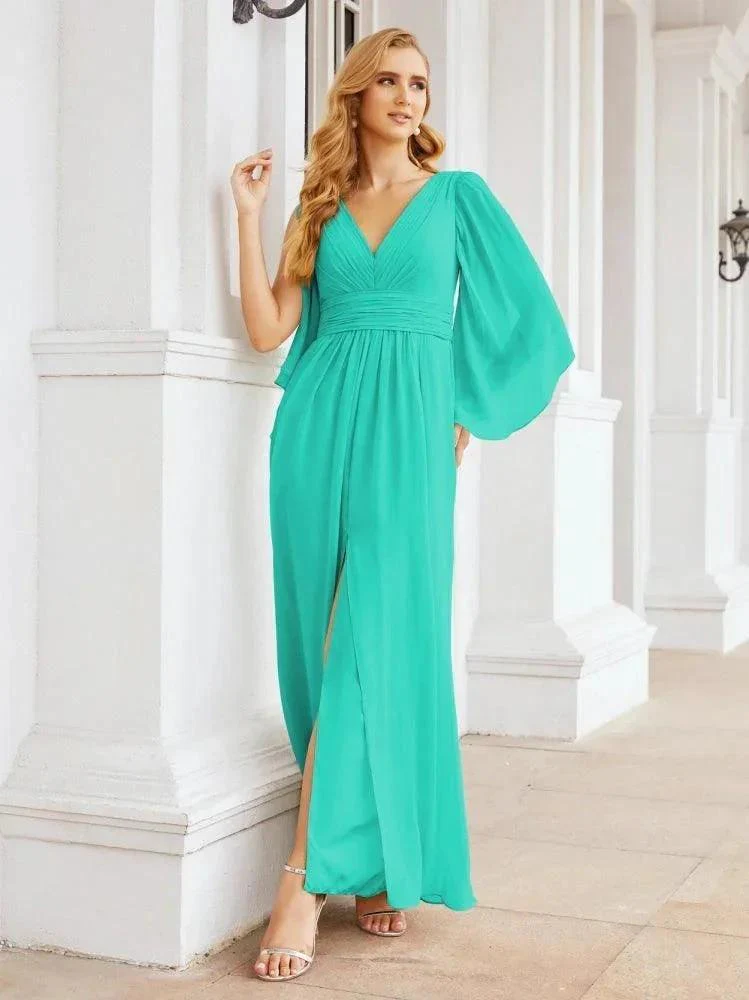Numbersea Bridesmaid Dresses with Split for Wedding Party Flutter Sleeves 28045 - Image 94