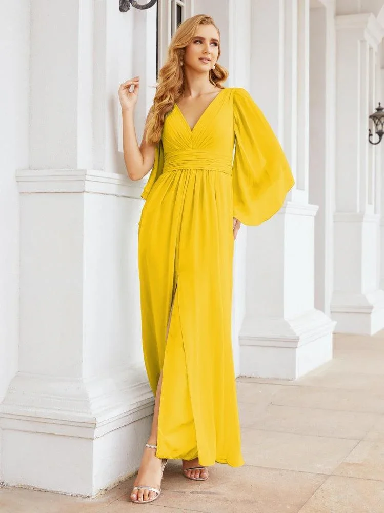 Numbersea Bridesmaid Dresses with Split for Wedding Party Flutter Sleeves 28045 - Image 97