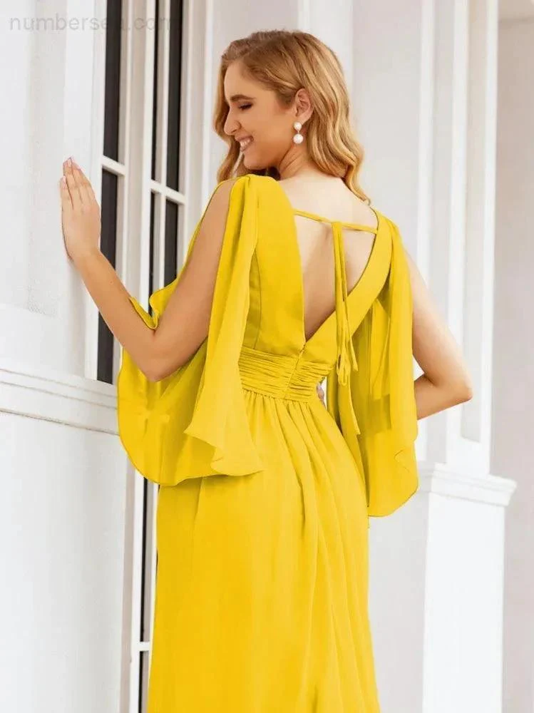 Numbersea Bridesmaid Dresses with Split for Wedding Party Flutter Sleeves 28045 - Image 98