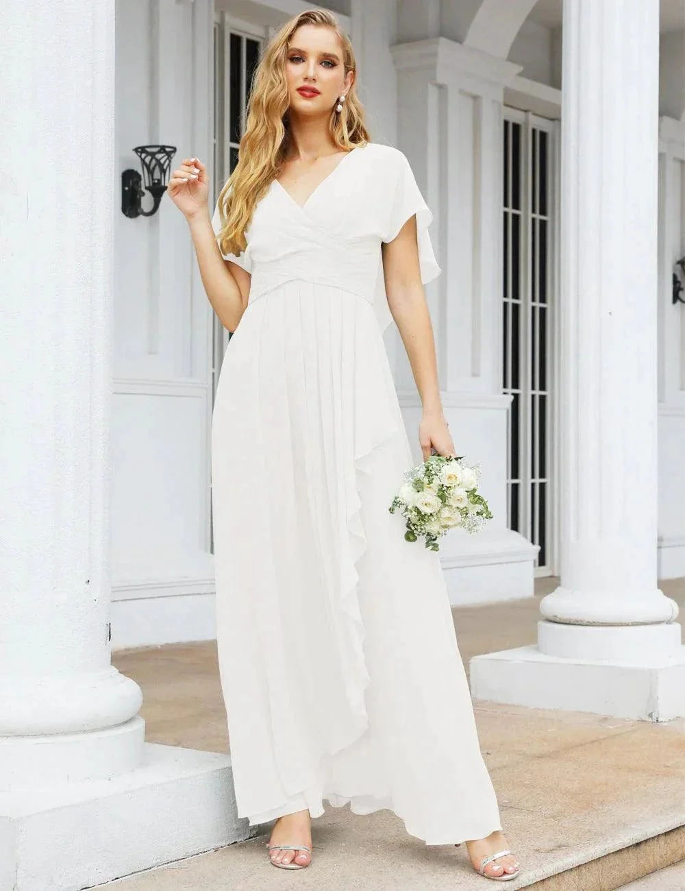 Numbersea Chiffon Bridesmaid Dresses Long Formal Evening Prom Mother of The Bride Dress with Flutter Sleeve     SEA28040 - Image 114