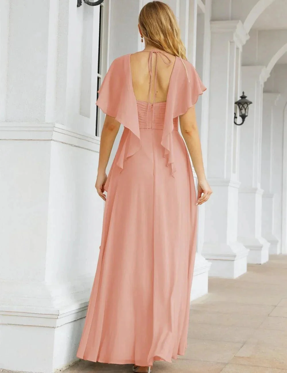 Numbersea Chiffon Bridesmaid Dresses Long Formal Evening Prom Mother of The Bride Dress with Flutter Sleeve     SEA28040 - Image 118