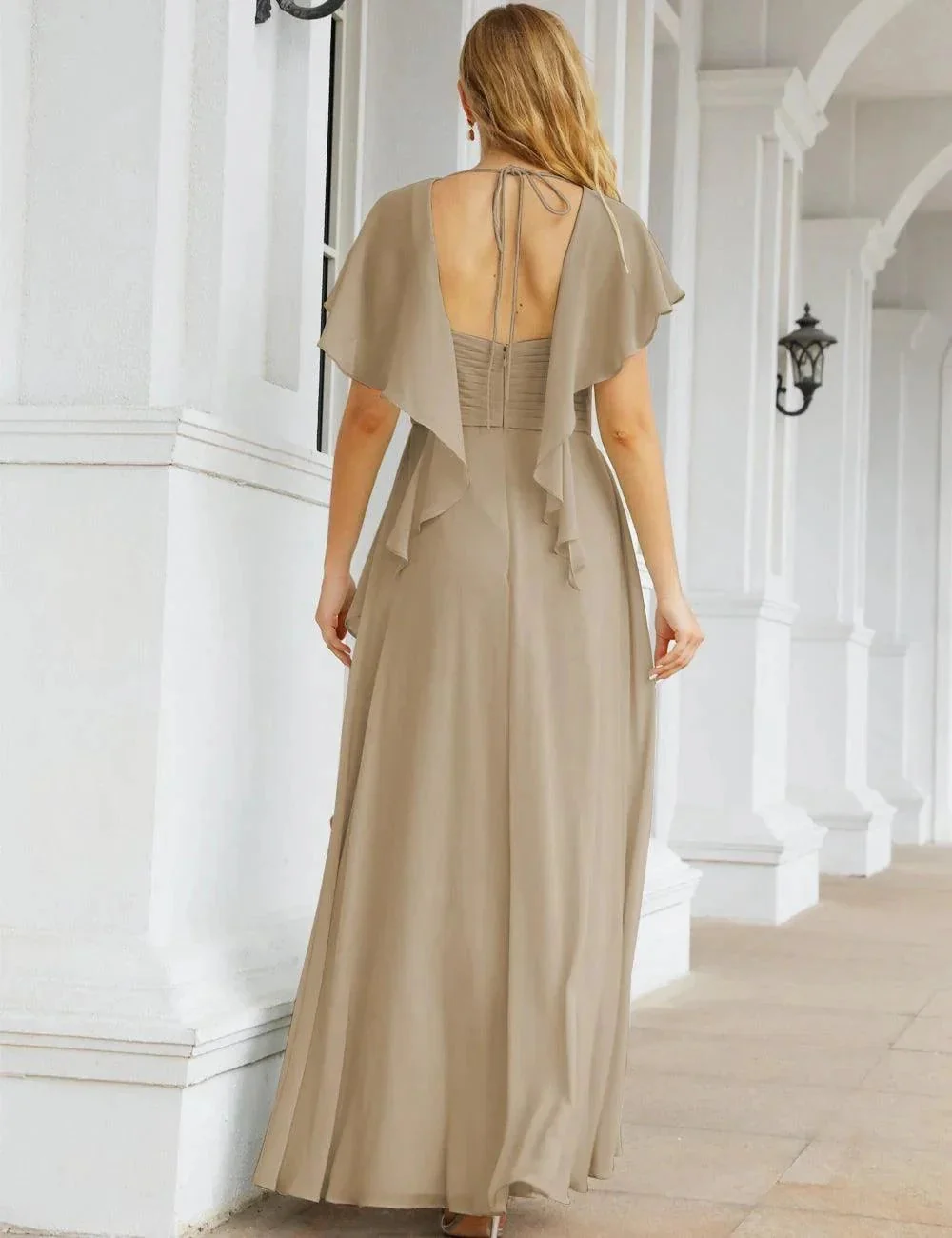 Numbersea Chiffon Bridesmaid Dresses Long Formal Evening Prom Mother of The Bride Dress with Flutter Sleeve     SEA28040 - Image 139