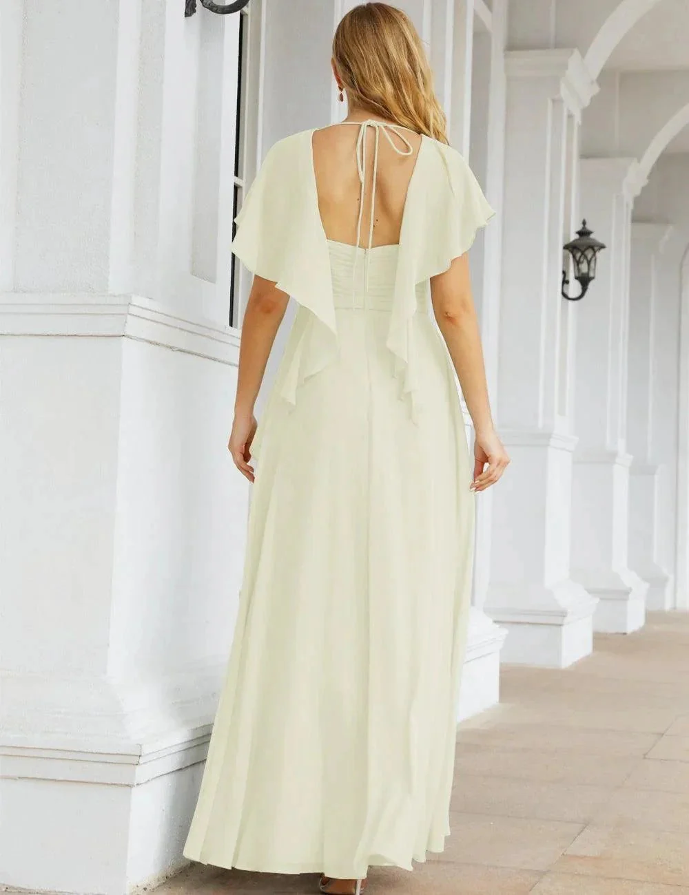 Numbersea Chiffon Bridesmaid Dresses Long Formal Evening Prom Mother of The Bride Dress with Flutter Sleeve     SEA28040 - Image 145