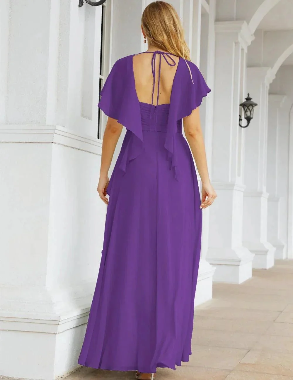 Numbersea Chiffon Bridesmaid Dresses Long Formal Evening Prom Mother of The Bride Dress with Flutter Sleeve     SEA28040 - Image 151
