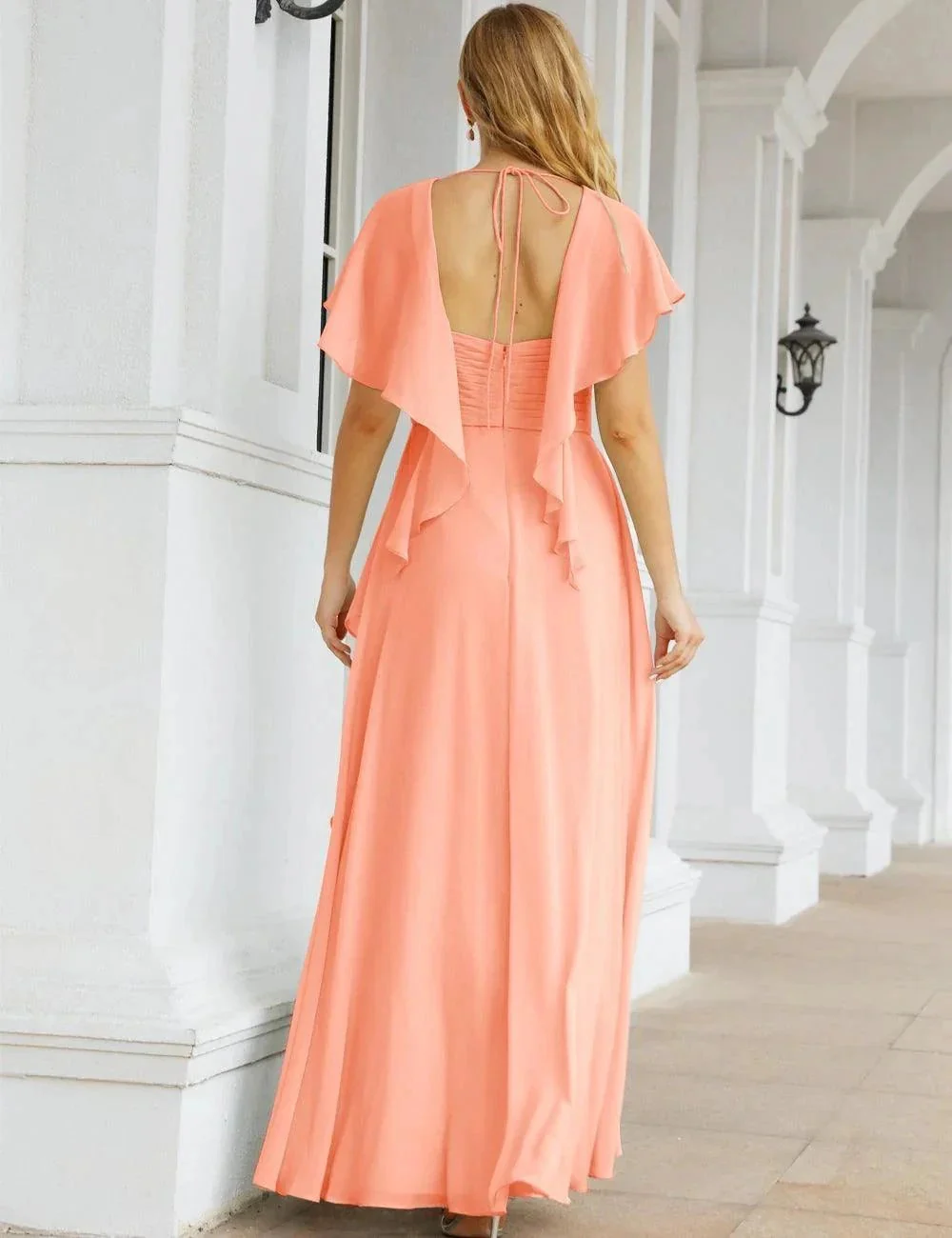 Numbersea Chiffon Bridesmaid Dresses Long Formal Evening Prom Mother of The Bride Dress with Flutter Sleeve     SEA28040 - Image 154