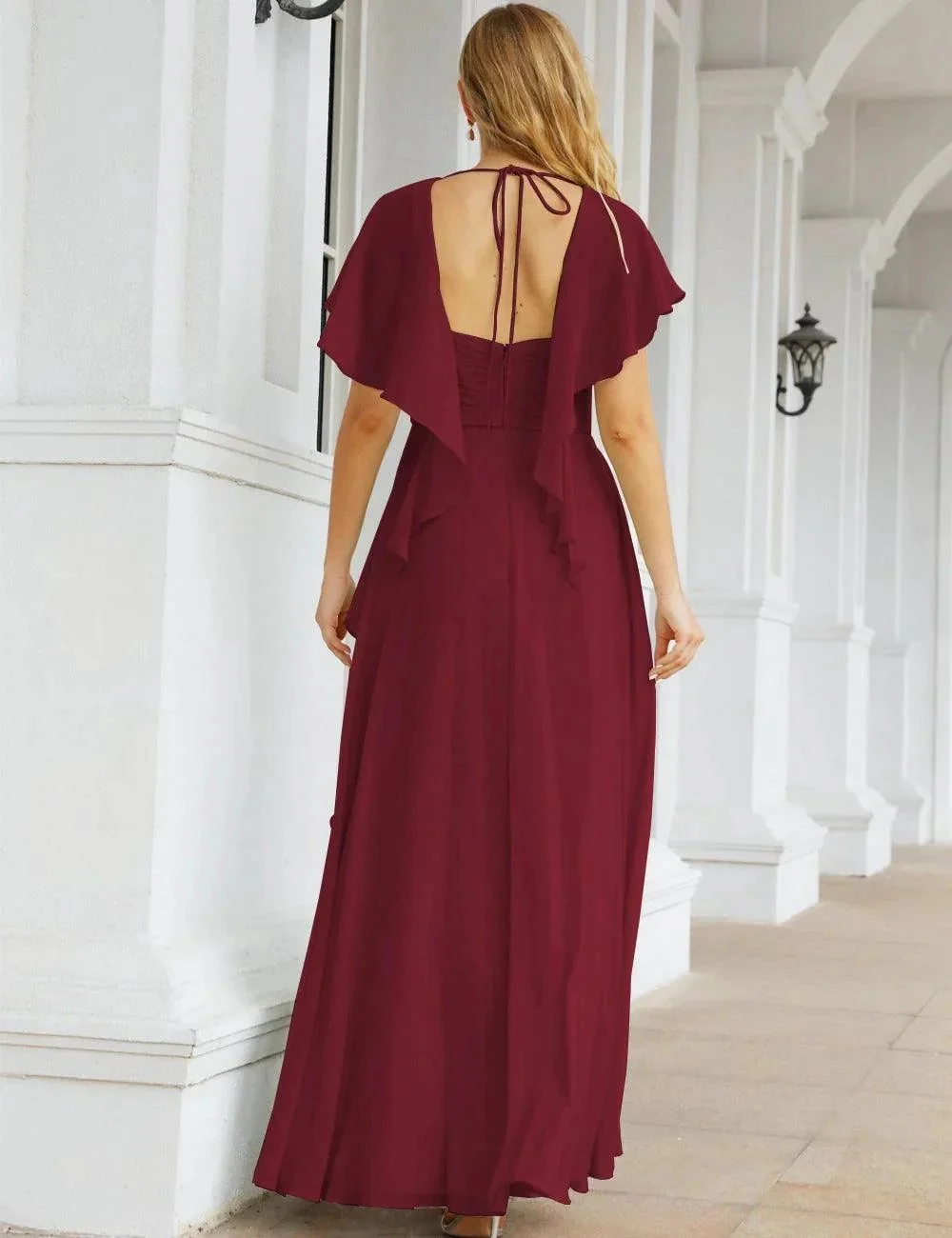 Numbersea Chiffon Bridesmaid Dresses Long Formal Evening Prom Mother of The Bride Dress with Flutter Sleeve     SEA28040 - Image 32