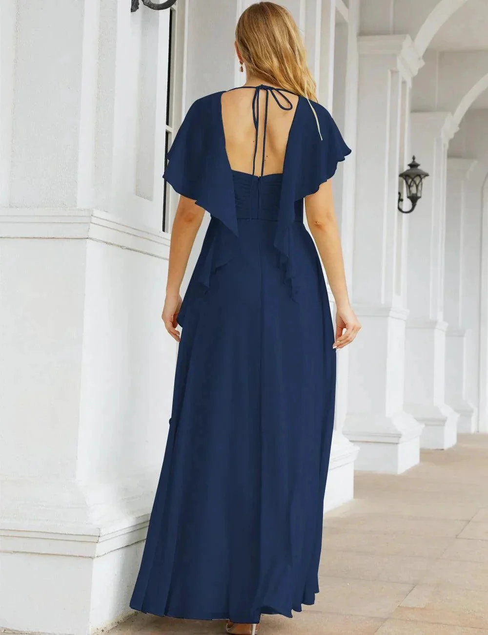 Numbersea Chiffon Bridesmaid Dresses Long Formal Evening Prom Mother of The Bride Dress with Flutter Sleeve     SEA28040 - Image 33