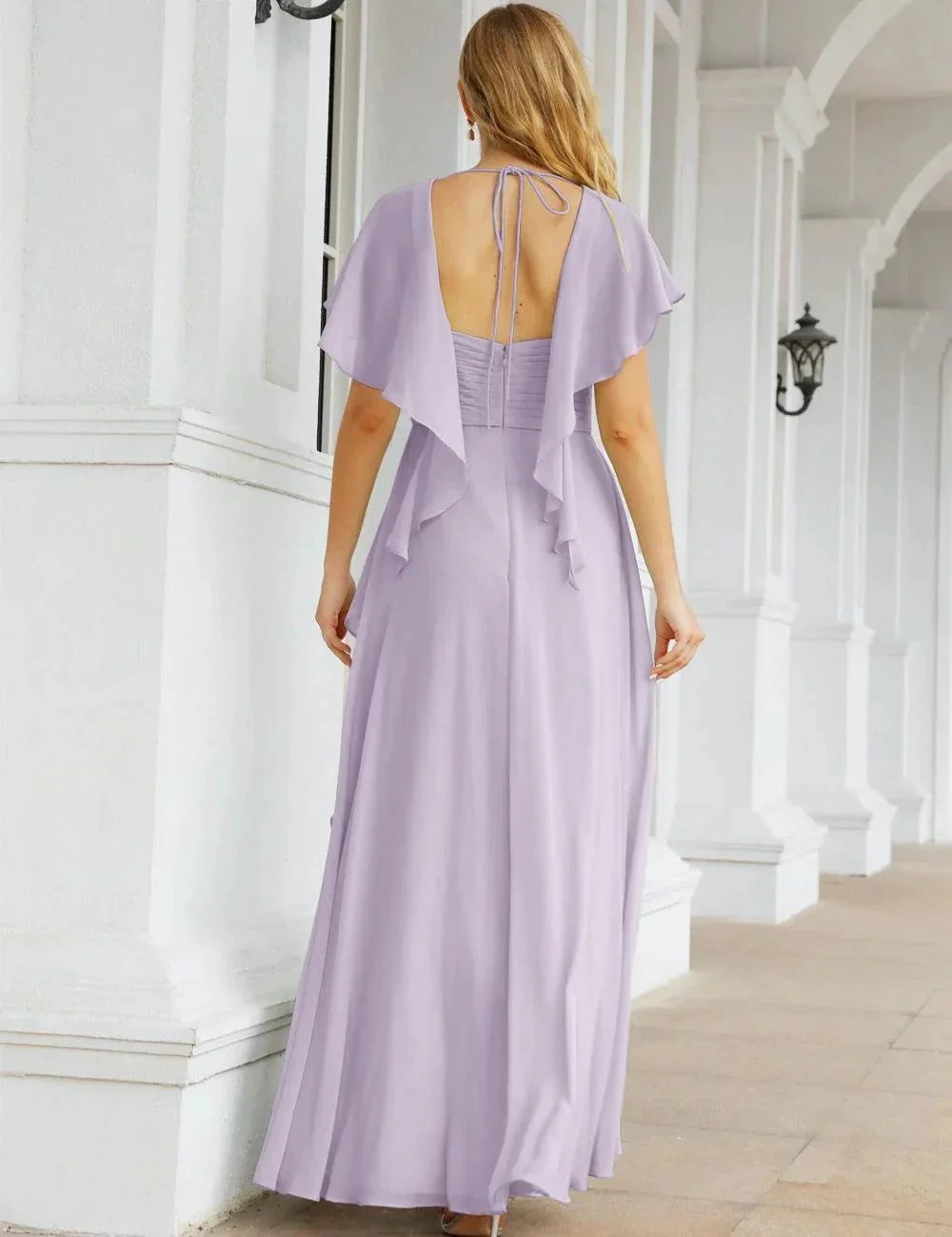 Numbersea Chiffon Bridesmaid Dresses Long Formal Evening Prom Mother of The Bride Dress with Flutter Sleeve     SEA28040 - Image 34
