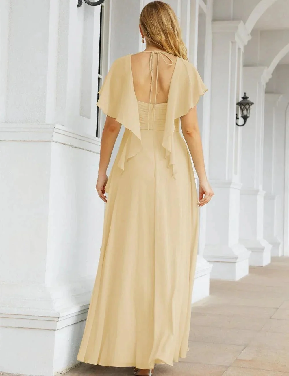 Numbersea Chiffon Bridesmaid Dresses Long Formal Evening Prom Mother of The Bride Dress with Flutter Sleeve     SEA28040 - Image 35
