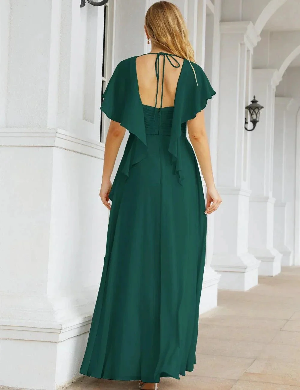 Numbersea Chiffon Bridesmaid Dresses Long Formal Evening Prom Mother of The Bride Dress with Flutter Sleeve     SEA28040 - Image 36