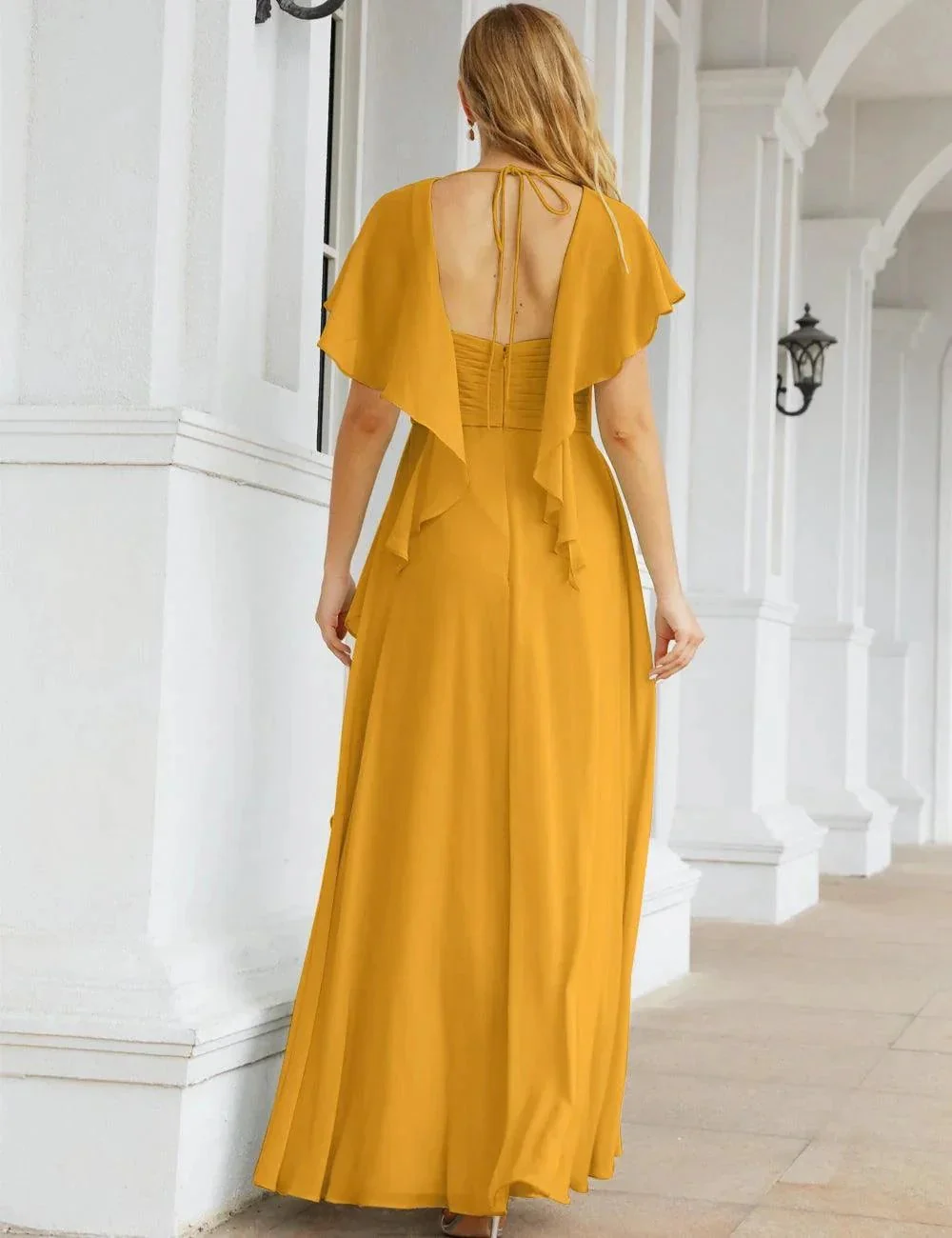 Numbersea Chiffon Bridesmaid Dresses Long Formal Evening Prom Mother of The Bride Dress with Flutter Sleeve     SEA28040 - Image 39