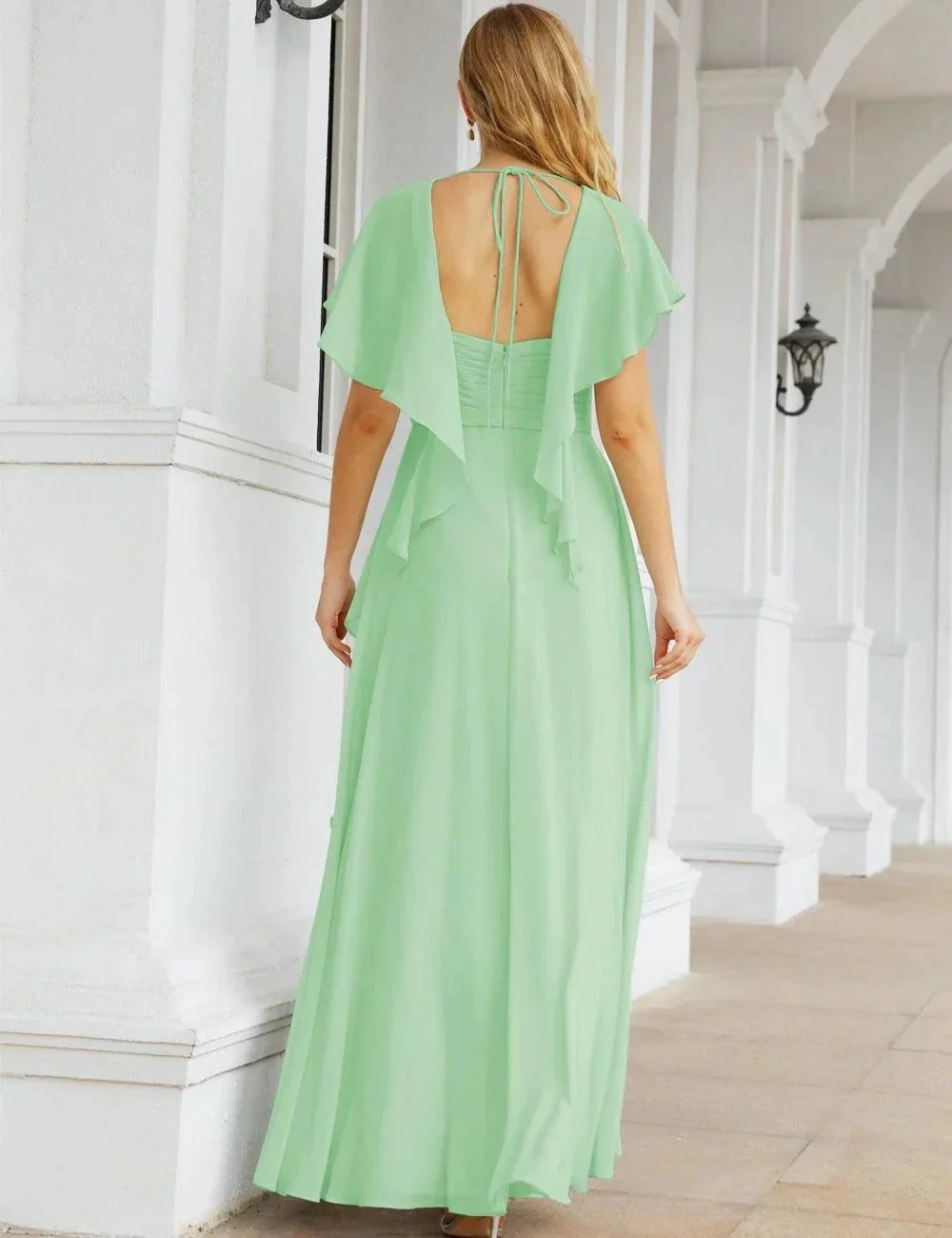 Numbersea Chiffon Bridesmaid Dresses Long Formal Evening Prom Mother of The Bride Dress with Flutter Sleeve     SEA28040 - Image 42