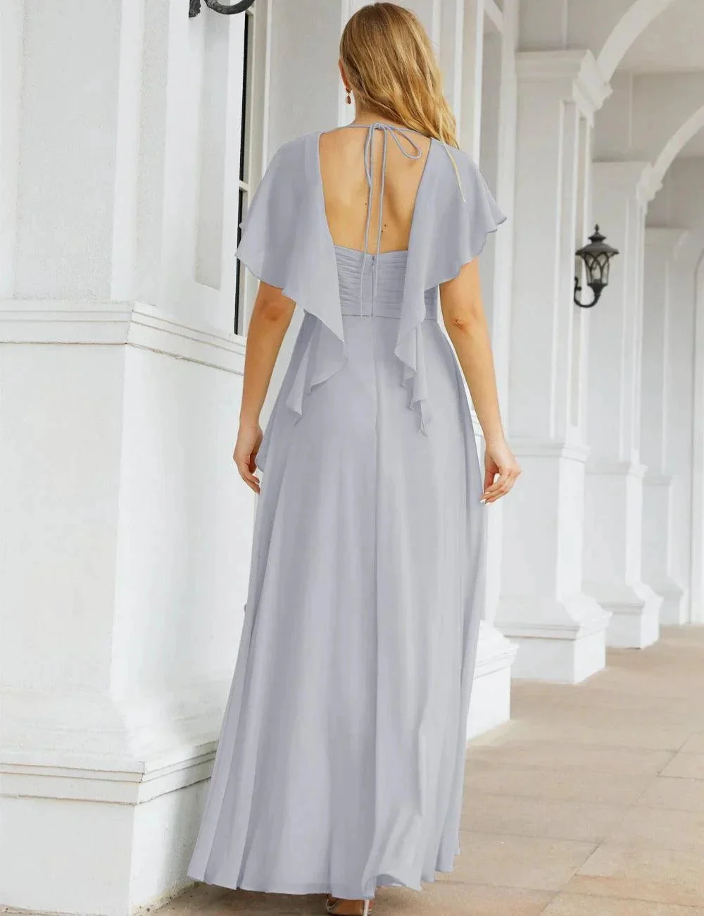 Numbersea Chiffon Bridesmaid Dresses Long Formal Evening Prom Mother of The Bride Dress with Flutter Sleeve     SEA28040 - Image 43