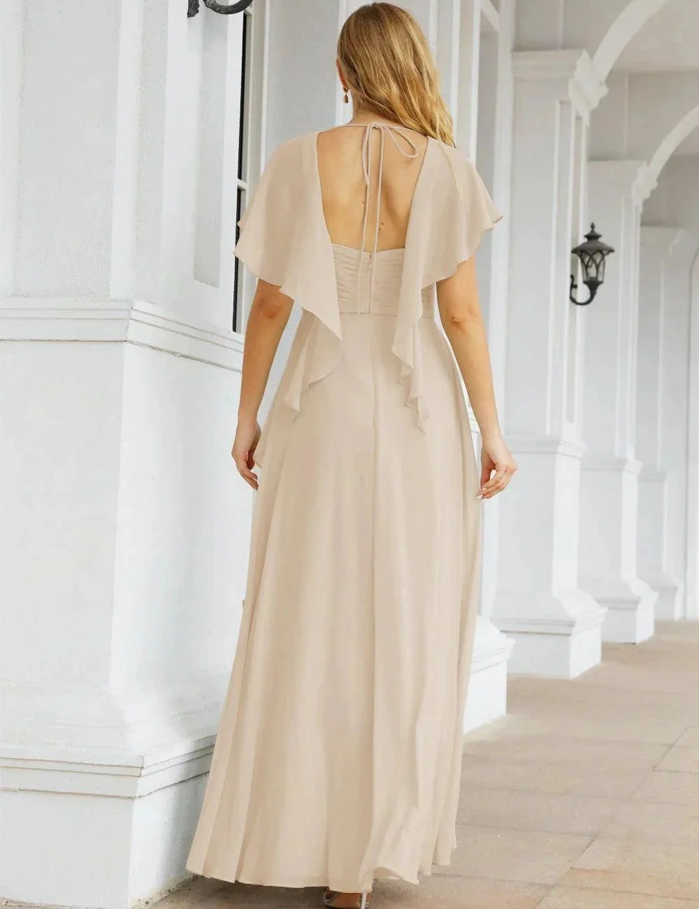 Numbersea Chiffon Bridesmaid Dresses Long Formal Evening Prom Mother of The Bride Dress with Flutter Sleeve     SEA28040 - Image 46