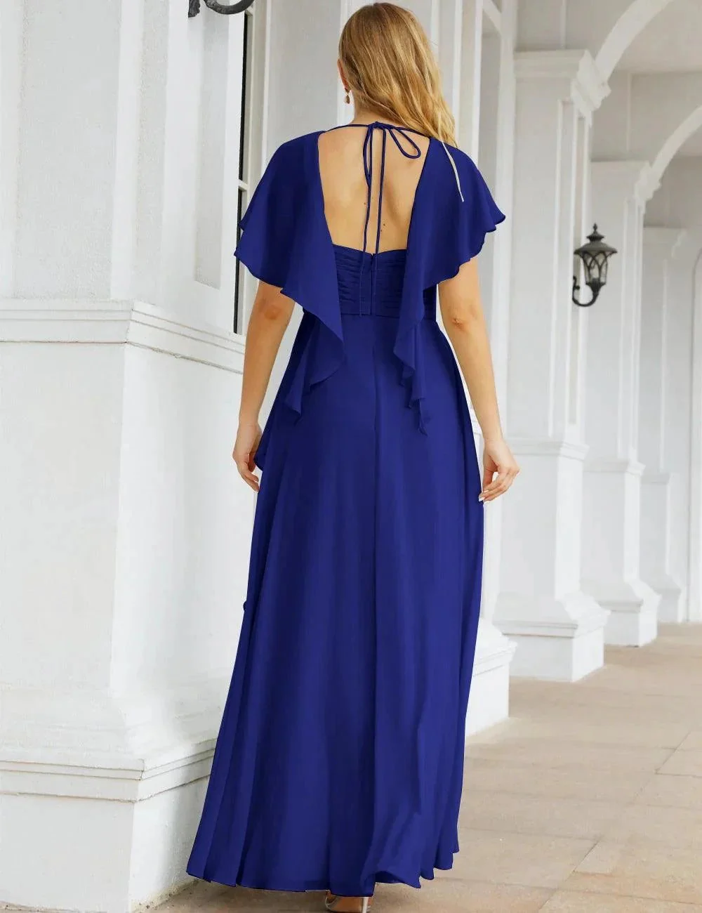 Numbersea Chiffon Bridesmaid Dresses Long Formal Evening Prom Mother of The Bride Dress with Flutter Sleeve     SEA28040 - Image 48