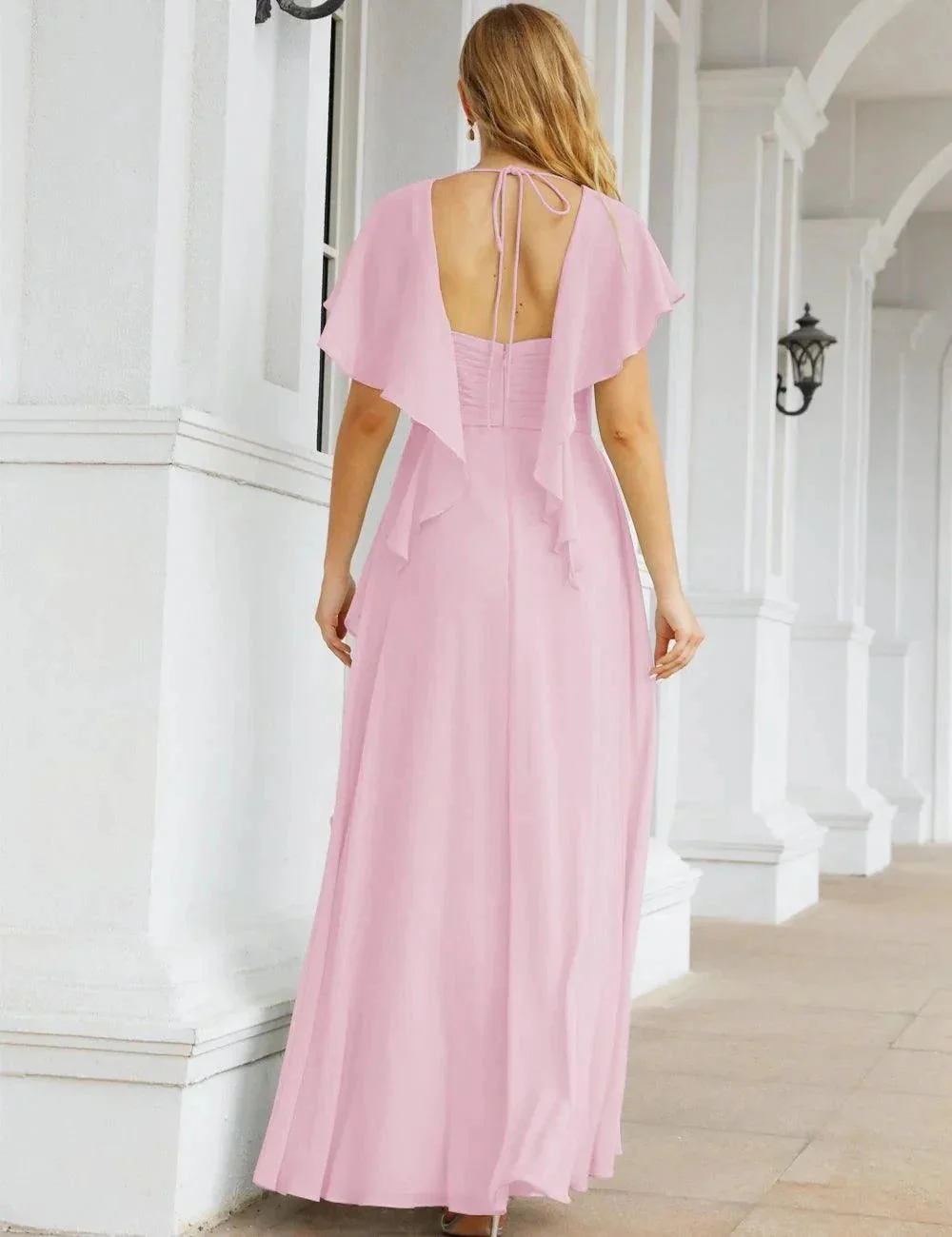 Numbersea Chiffon Bridesmaid Dresses Long Formal Evening Prom Mother of The Bride Dress with Flutter Sleeve     SEA28040 - Image 50
