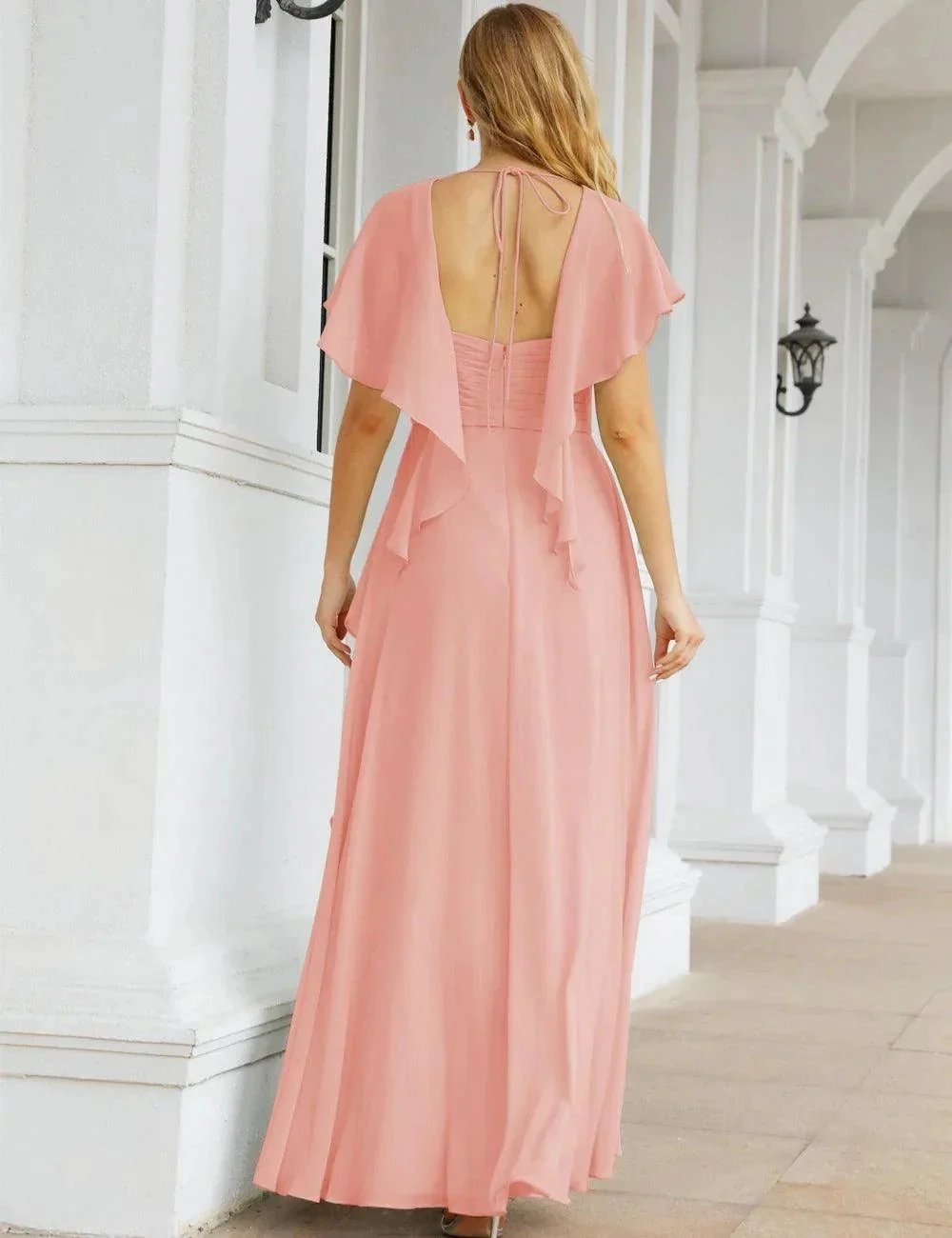 Numbersea Chiffon Bridesmaid Dresses Long Formal Evening Prom Mother of The Bride Dress with Flutter Sleeve     SEA28040 - Image 52