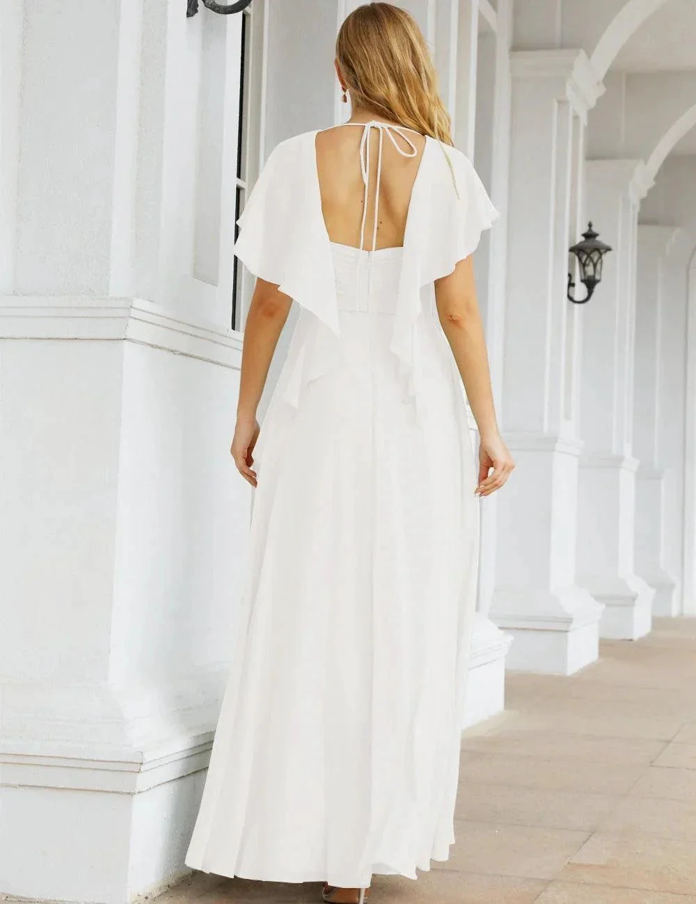 Numbersea Chiffon Bridesmaid Dresses Long Formal Evening Prom Mother of The Bride Dress with Flutter Sleeve     SEA28040 - Image 54