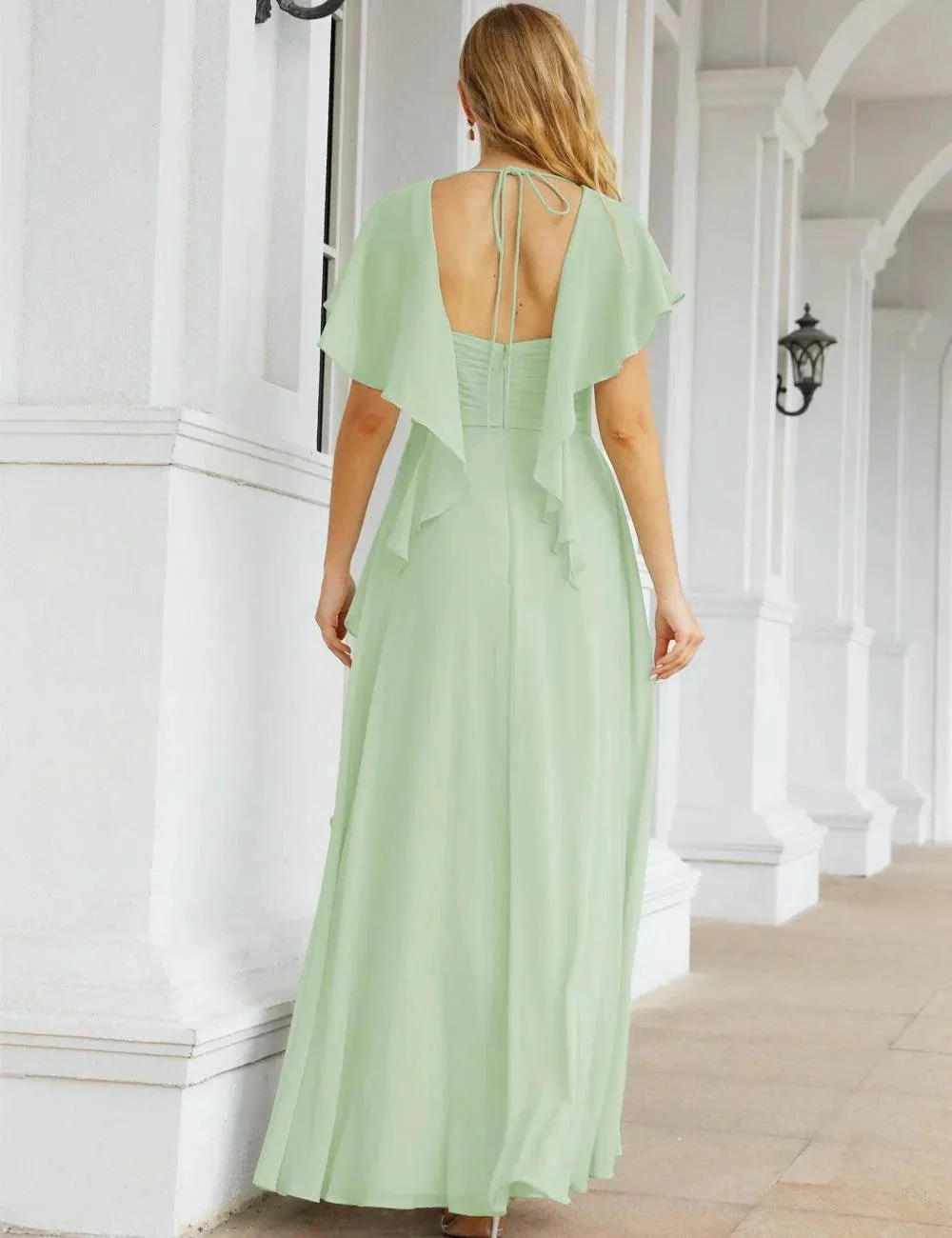 Numbersea Chiffon Bridesmaid Dresses Long Formal Evening Prom Mother of The Bride Dress with Flutter Sleeve     SEA28040 - Image 56