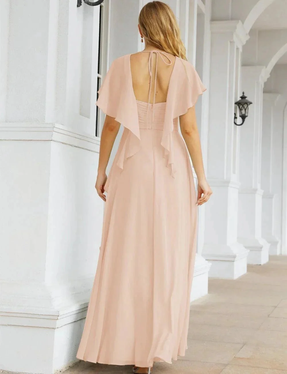 Numbersea Chiffon Bridesmaid Dresses Long Formal Evening Prom Mother of The Bride Dress with Flutter Sleeve     SEA28040 - Image 58