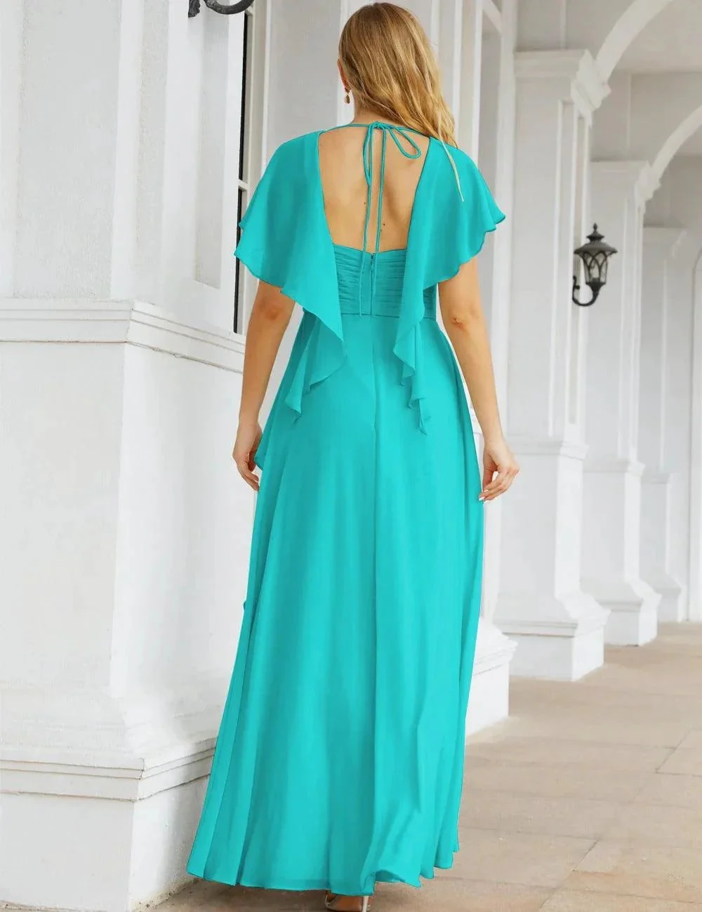 Numbersea Chiffon Bridesmaid Dresses Long Formal Evening Prom Mother of The Bride Dress with Flutter Sleeve     SEA28040 - Image 84