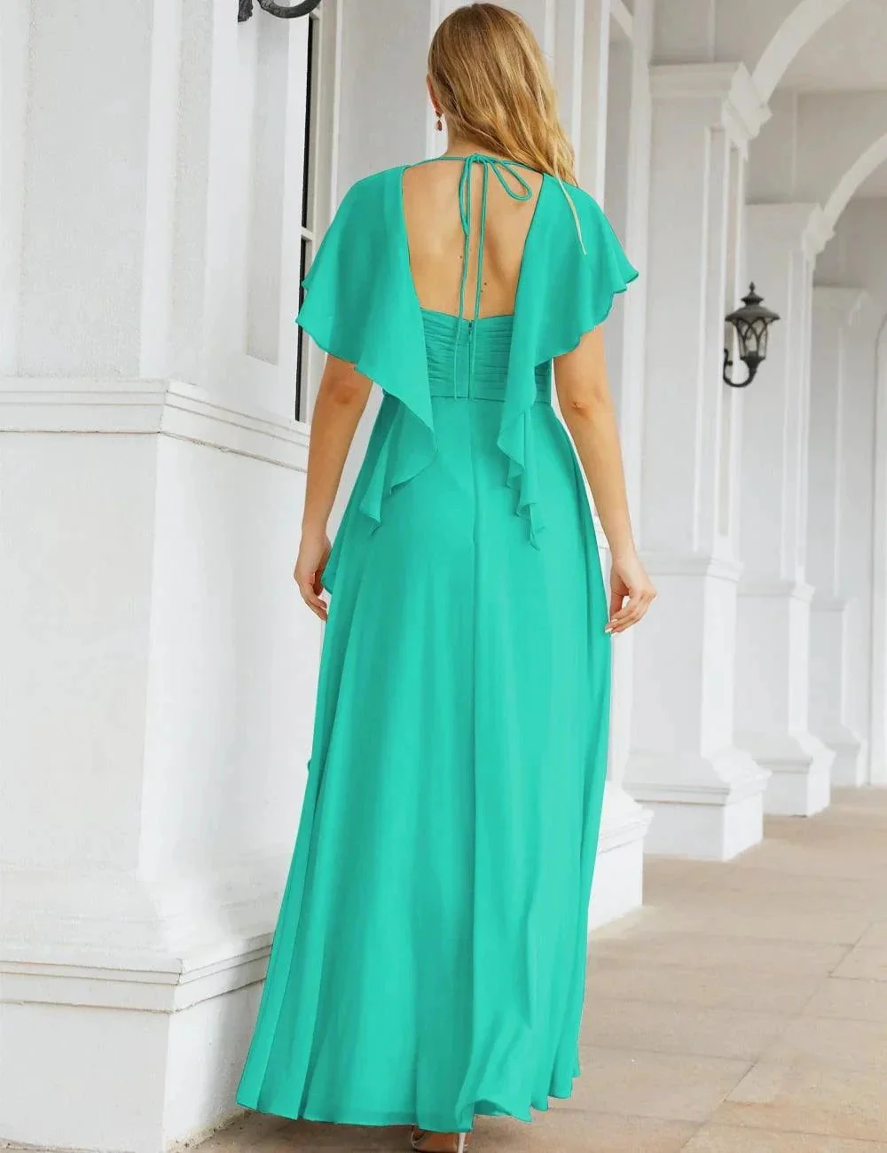 Numbersea Chiffon Bridesmaid Dresses Long Formal Evening Prom Mother of The Bride Dress with Flutter Sleeve     SEA28040 - Image 93