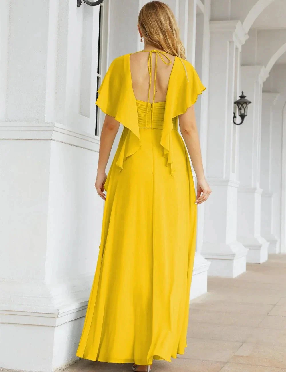 Numbersea Chiffon Bridesmaid Dresses Long Formal Evening Prom Mother of The Bride Dress with Flutter Sleeve     SEA28040 - Image 95