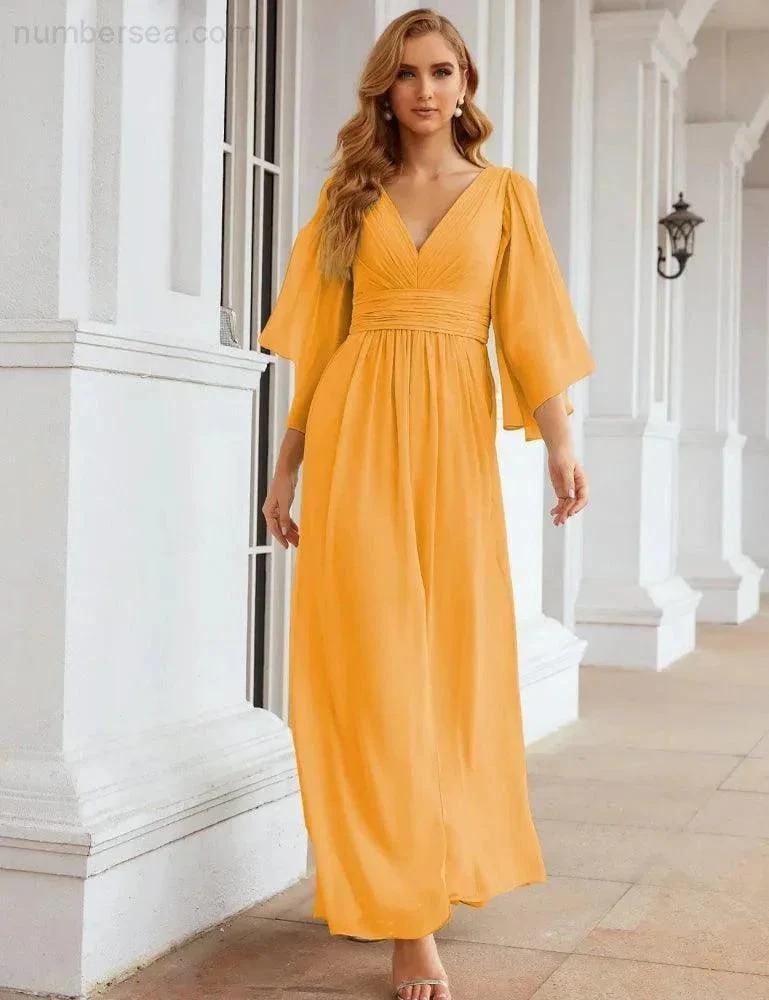 Numbersea Chiffon Bridesmaid Dresses with Split for Women Wedding Long Party Prom Gown Flutter Sleeve SEA28045 - Image 10