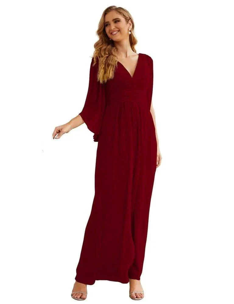 Numbersea Chiffon Bridesmaid Dresses with Split for Women Wedding Long Party Prom Gown Flutter Sleeve SEA28045 - Image 11