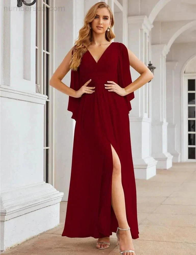 Numbersea Chiffon Bridesmaid Dresses with Split for Women Wedding Long Party Prom Gown Flutter Sleeve SEA28045 - Image 13