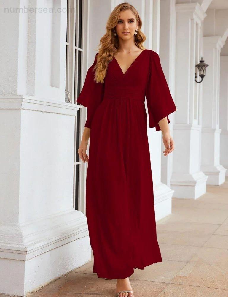 Numbersea Chiffon Bridesmaid Dresses with Split for Women Wedding Long Party Prom Gown Flutter Sleeve SEA28045 - Image 15